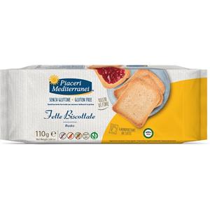 Piaceri Mediterranei Fette Biscottate Senza Glutine 110 g - Deliziose e Ideali per Intolleranti al Glutine