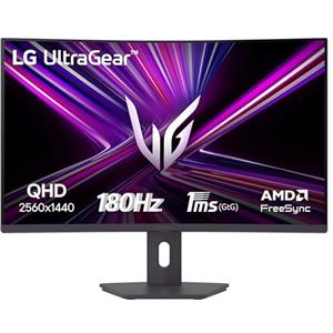 LG UltraGear 32G60ZA Monitor Gaming 32 Pollici, VA QHD (2560x1440), 180Hz, 1ms (GtG), 16:9 curvo, FreeSync, HDR 10, HDMI 2.0, DP, Stand regolabile, Nero