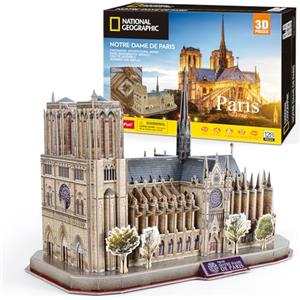 CubicFun Puzzle 3D Notre Dame de Paris - Kit di Modellismo con National Geographic Libretto di Fotografia, 128 Pezzi