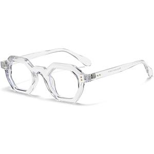 LJCZKA Occhiali Luce Blu Piccoli Donna Uomo, Montature Occhiali da Vista Ottagono Antiriflesso per Gaming Reading Computer