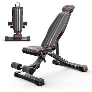 YOLEO Panca Piana Regolabile con supporto Esteso per la testa e la colonna vertebrale, Panca Pesi Pieghevole da 300KG, panca addominale per allenamento completo (Nero)