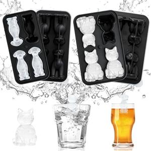 HENGBIRD Stampo per Ghiaccio per Amanti dei Gatti e Cani - Stampo 3D in Silicone per Ghiaccio Grande, Whiskey, Cocktail - Regalo Perfetto per Amanti dei Gatti e Cani - BPA-Free, Riutilizzabile