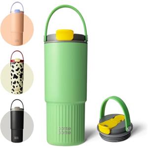 BOTTLE BOTTLE Borraccia isolata con cannuccia e manico, in acciaio inox, per auto, sport, casa, ufficio e scuola, 740 ml, a prova di perdite (salvia)
