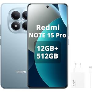 XIAOMI REDMI Note 15 Pro 4G - Smartphone da 12+512GB, batteria da 6500 mAh, fotocamera da 200 MP, schermo AMOLED FHD+ da 6,77 Pollici, Blu Glaciare, caricabatterie da 67W incluso