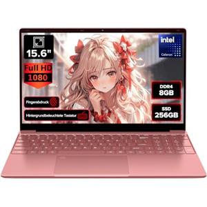 Molegar Notebook 2026 QWERTY, Display IPS FHD 15,6", 8 GB di RAM 256 GB SSD, Processore Celeron N5100, WiFi5, BT5.0, USB 3.0, Tastiera retroilluminata, Lettore di impronte digitali per l'ufficio aziendale a