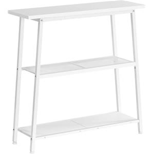 HOOBRO Consolle Ingresso a 3 Ripiani, Tavolino Stretto, Tavolo da Divano con Ripiani Aperti, Tavolo Contenitore da Ingresso, Piccolo Tavolo da Entrata per Corridoio e Soggiorno, Bianco EWW62XG01