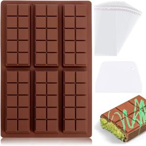 XYTAHDM 1 Pezzi Stampi per Cioccolatini con Raschietto e Sacchetto, Stampo in Silicone per Cioccolato Dubai, Stampo Cioccolato tavoletta per Torrone Cioccolato, Cioccolato Tavoletta