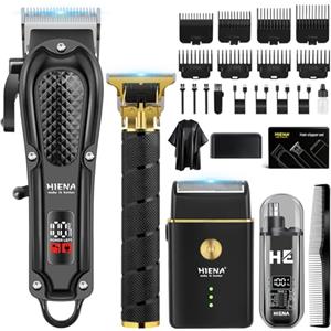 HIENA PRO Tagliacapelli Uomo Professionale, Macchinetta per Capelli Senza Fili, Regolabarba, Rasoio a Lamina, Tagliapeli Naso, Kit Completo per Rasatura e Taglio di Capelli Elettrico