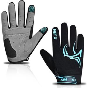 WFX - Guanti da ciclismo a dita lunghe per uomo e donna, guanti touch screen per MTB, strada, BMX e moto, guanti traspiranti antiscivolo imbottiti per ciclismo, fitness e sport all'aperto (Nero, S)
