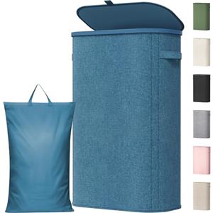 Lifewit Cesto Portabiancheria, Cesta Panni Sporchi con coperchio, Laundry Basket con Plastica Manici, Porta Biancheria Sporca per Bagno, Lavanderia, Camera da Letto, 65 L, Blu