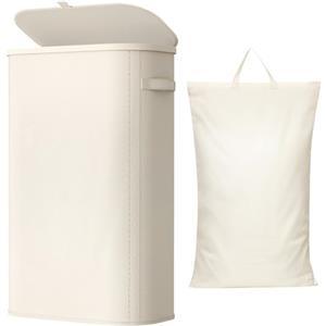 Lifewit Cesto Portabiancheria, Cesta Panni Sporchi con coperchio, Laundry Basket con Plastica Manici, Porta Biancheria Sporca per Bagno, Lavanderia, Camera da Letto, 65 L, Bianco