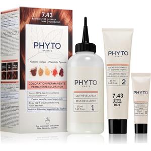 PHYTO Phytocolor Kit Colorazione Permanente 7.43 Biondo Ramato Dorato - Senza Ammoniaca e Silicone, con Pigmenti Vegetali