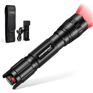 DARKBEAM Torcia a Luce Rossa Ricaricabile Dimmerazione continua, Raggio Zoomabile Torce LED Rosso Caccia Notturna Potente Portatile per il Campeggio, Osservazione, Astronomia, Pesca, Salvataggio