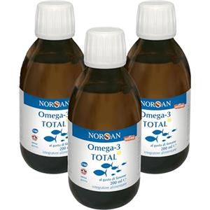 NORSAN TOTAL Omega 3 liquido senza reflusso 3x200 ml I Fish oil Omega 3 2000mg Omega 3 Olio di pesce naturale I Olio di pesce omega 3 IFOS ad alto dosaggio I Omega 3 EPA DHA & 800 UI di vitamina D3