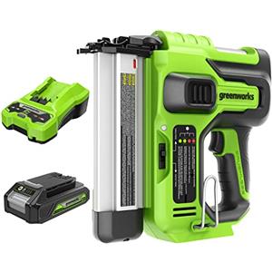 Greenworks GD24BN Chiodatrice a Batteria 110pz/min + Greenworks Batteria da 24V 2Ah G24B2 + Greenworks Caricabatterie 24V 2A G24C