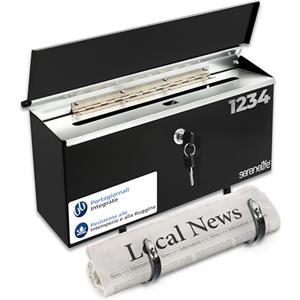 SereneLife Cassetta Postale con Portagiornali, Cassetta Postale da Esterno, Facile Installazione da Parete, 40x8,5x29 cm, Nero