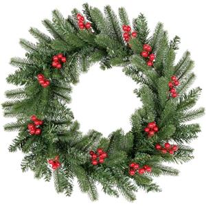 Uten Ghirlande Natalizie 50cm/20in, Ghirlanda di Natale Con Bacche Rosse, Riutilizzabile, Ghirlanda Decorazione Interno e Esterno, Per Camino/Pareti/l'ingresso della Porta