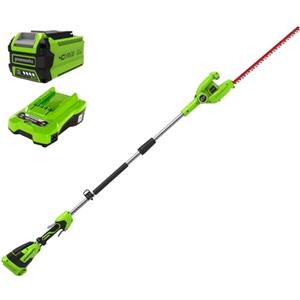 Greenworks G40PHAK2 Tagliasiepi ad Asta, Batteria 40V 2Ah con Albero Divisibile, Lame Doppia Azione da 51cm, Taglia Rami Spessi Fino a 18mm, Testa Rotante di 125°, 3000SPM, Caricabatterie