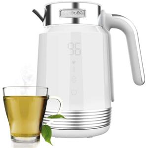 Cecotec Bollitore elettrico ThermoSense 600 Touch White da 1,7 l. 2200 W, senza BPA, acciaio inossidabile e plastica di massima qualità, luce LED e luce di funzionamento, base a 360 gradi
