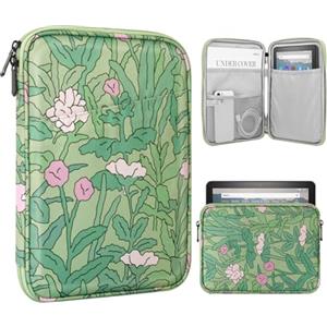 TiMOVO 8-9 Pollici Custodia per Tablet per Nuovo iPad Mini 7 (A17 PRO, 2024), iPad Mini 6 (8.3-inch, 2021), iPad Mini 5/4/3/2/1, Borsa Protettiva Portatile per iPad Mini, Fiore Verde