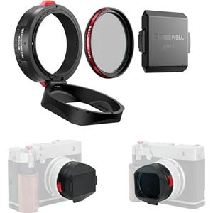 Freewell The Real Lens Hood - Filtro ibrido CPL/Mist flipable Touchless per Fuji GFX100RF, corpo in alluminio CNC