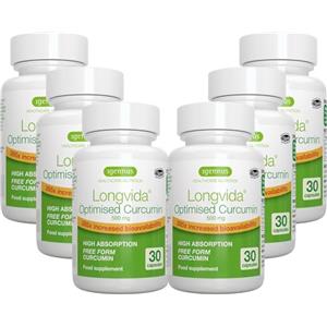 Igennus Healthcare Nutrition Longvida Curcumin Curcumina Ottimizzata 500 mg, 285x più biodisponibile senza pepe e piperina. Vegana - 180 capsule