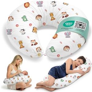 Flowen Cuscino Gravidanza e Allattamento per Dormire di Lato per Donne Incinta Idea Regalo per Neo Mamme con Federa in 100% Cotone e Morbido Riempimento Accessorio Full Body Premaman per un Sostegno Ottimale