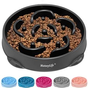 MateeyLife Ciotola Anti Ingozzamento, Puzzle Cane Anti Ingozzamento Antiscivolo, Ciotola per Cani di Taglia Media e Grande (Nero 26,5 cm)