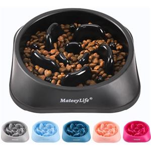 MateeyLife Ciotola Anti Ingozzamento, Puzzle Cane Anti Ingozzamento Antiscivolo, Ciotola per Cani di Taglia Media e Grande (Nero 20 cm)