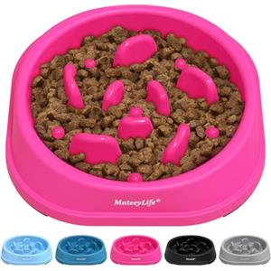 MateeyLife Ciotola Anti Ingozzamento, Puzzle Cane Anti Ingozzamento Antiscivolo, Ciotola per Cani di Taglia Piccola e Media (Rosa 15,24 cm)