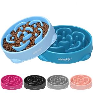 MateeyLife Ciotola Anti Ingozzamento 2 pezzi, Puzzle Cane Anti Ingozzamento Antiscivolo, Ciotola per Cani di Taglia Media e Grande (Azzurro Chiaro & Blu Scuro 26,5 cm)