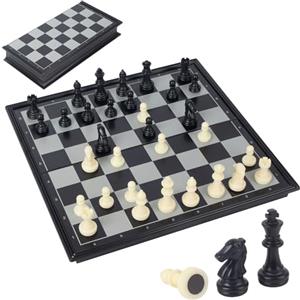 JIYANA Ajedrez Magnetico Pieghevole e Magnetico, Scacchi Magnetici da Viaggio per Adulti e Bambini, Set di Scacchi Magnetici Mini, Set di Scacchi Magnetici Portatile Nero e Bianco 27 x 27 cm