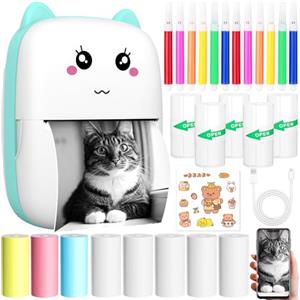 KDISHKRA Mini Stampante Termica Portatile - Stampante Bluetooth Senza Inchiostro per Smartphone, Stampa Foto dal Cellulare, Etichette, Note, Adesivi, Pagina Web, Idea Regalo Creativa DIY