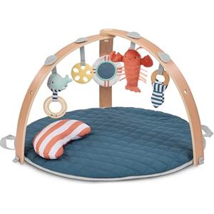 Ingenuity Cozy Spot Palestrina Neonato, palestra gioco e tappeto imbottito reversibile per bebè con arco in legno - Harbor Haven, extra morbido, dalla nascita