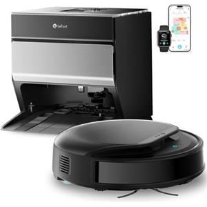 Lefant M5 Pro Robot Aspirapolvere Lavapavimenti con Rullo, Mappatura Laser dToF, Aspirazione 18000Pa, Zero-Groviglio, Lavaggio Rullo 75°C con Asciugatura, Stazione Autopulente, Alexa/App, Argento