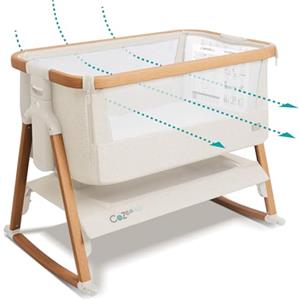 Tutti Bambini CoZee® Air Culla Neonato e Culla Co-sleeping - Culla Dondolo Neonato con Borsa Trasporto - Chiusura Rapida - Materasso Traspirante - 6 Altezze Regolabili - 0-6 Mesi (Noce & Ecrù)
