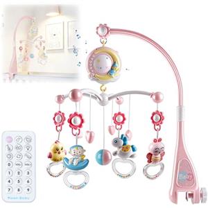 Dcceeo Giostrina Culla Musicale, Lettino Mobile con 150 Melodie, Proiettore Luci e Funzione di Cronometraggio Appeso Rotante Giostrina Lettino Neonato Giocattolo per Culla Regalo per Neonato