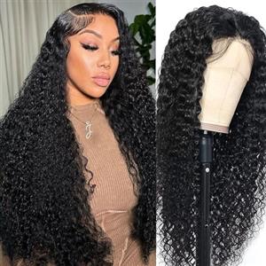 YAYAHAIR Parrucca Donna Ricci Deep Curly 13x4 Lace frontal Wig Human Hair Pre Plucked With Baby Hair Capelli Veri umani Brasiliani Parrucca Donna Reali Nero Naturale 22 Pollici