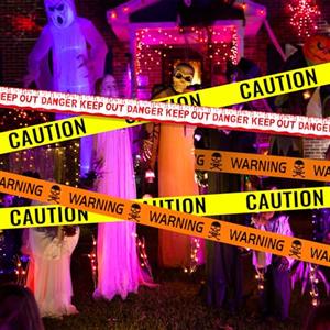 Williyatt Nastro di avvertimento decorativo per Halloween Nastri di Halloween inclusi, per aree a rischio di pericolo di feste di zombi in giardino