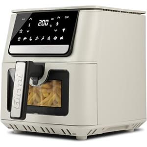 Girmi FG84 Friggitrice ad Aria Ecofrit Crisp, 6,5 Litri, 1700W, Display digitale, 8 programmi, Partenza Ritardata, Vassoio Rialzabile, Timer, Temperatura regolabile, BPA/PFOA Safe, Ricettario incluso