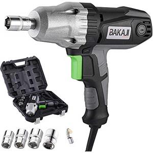 BAKAJI Avvitatore Elettrico Pneumatico ad Impulsi 4050 330Nm Attacco 1/2" Manico Ergonomico Antiscivolo con Custodia Valigetta e Bussole in Varie Misure Svita Avvita Bulloni Per Pneumatici Auto