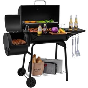 Royal Gourmet BBQ - Barbecue a carbonella e affumicatore offset | superficie quadrata 800 pollici, per campeggio | nero, modello CC1830S