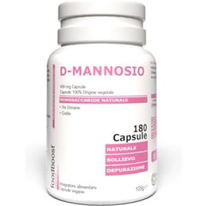 foodboost D-Mannosio 400 mg - 180 Capsule Vegane - Integratore alimentare senza Glutine senza Lattosio - Cistite e Benessere delle Vie Urinarie