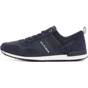 Tommy Hilfiger Uomo Sneakers Running Iconic Leather Suede Mix Runner Scarpe Sportive, Blu (Midnight), 42