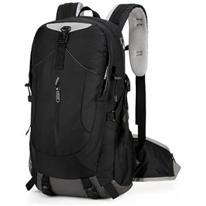 Cozary Zaino Trekking 40L Impermeabile Nero con Custodia Pioggia - Bretelle Regolabili, Rete Aerata (Nero)