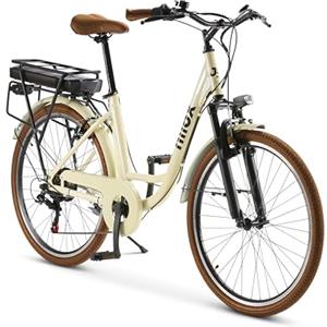 Nilox J5 Pro E-Bike, Bici Elettrica 250 W Brushless,Ruote 26″, Autonomia fino a 65 km, Batteria 36 V/10 Ah Removibile, Velocità max 25 km/h, Cambio Shimano 6v, Sospensione Anteriore, Bianca