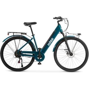 Nilox, Ebike J7, Bici Elettrica, Fino a 80 km di Autonomia, Fino a 25 Km/h, Motore da 36 V/250 W e Batteria Removibile 36 V-13 Ah, Gomme 28"x1,75", Cambio a 6 Velocità, Colore Verde