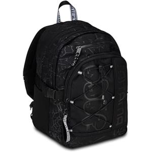 Mitama Zaino Triplo Scomparto Black Cracks con Tasca porta PC, Nero, Scuola Elementare e Tempo Libero, Bambina Ragazza