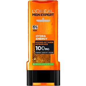L'Oréal Paris men expert LOréal Men Expert Gel doccia e shampoo XXL per uomo, gel doccia per detergere corpo, capelli e viso, cura del corpo da uomo per una freschezza duratura con taurina, Hydra Energy, 1 x 400 ml