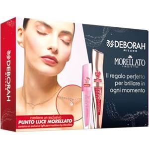 Deborah Milano - Set Make Up con Gioiello, Include Super Rimpolpante Labbra, Mascara 24Ore Instant Maxi Volume con Olio di Melograno e Collana Punto Luce Morellato Donna in Acciaio Inossidabile